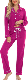 Leikar Women Button Up Pajama Set - Soft Long Sleeve Lounge Set
