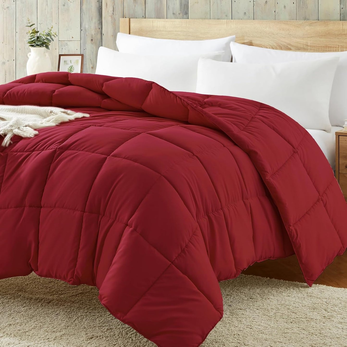Homelike Moment King Size Comforter - Lightweight Red Bedding