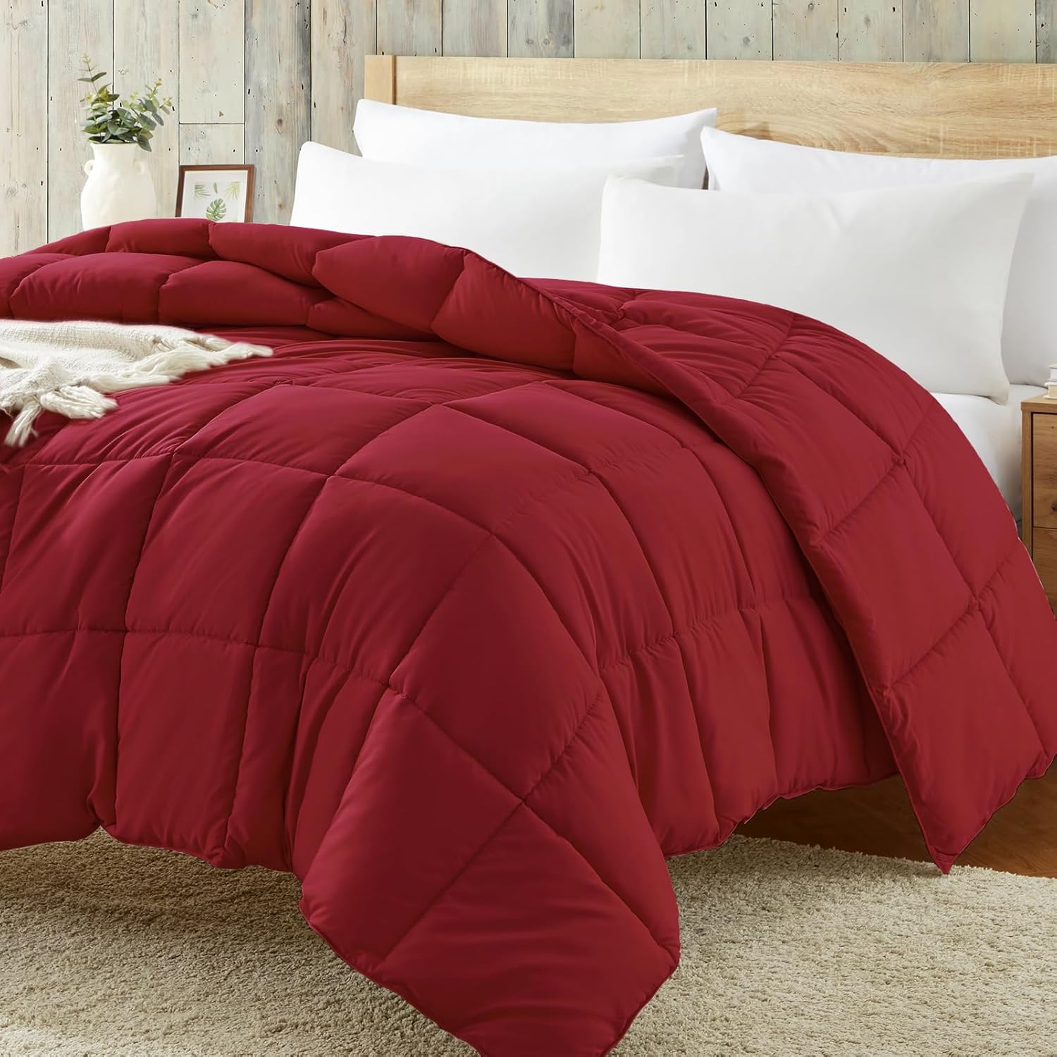 Homelike Moment King Size Comforter - Lightweight Red Bedding