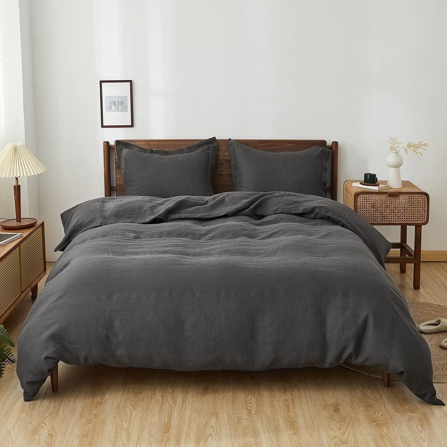100% Linen Duvet Cover Set for Queen Size Bedding Comfort