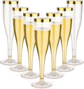 Elegant 48 Pack 6.5 oz Gold Glitter Champagne Flutes for Parties