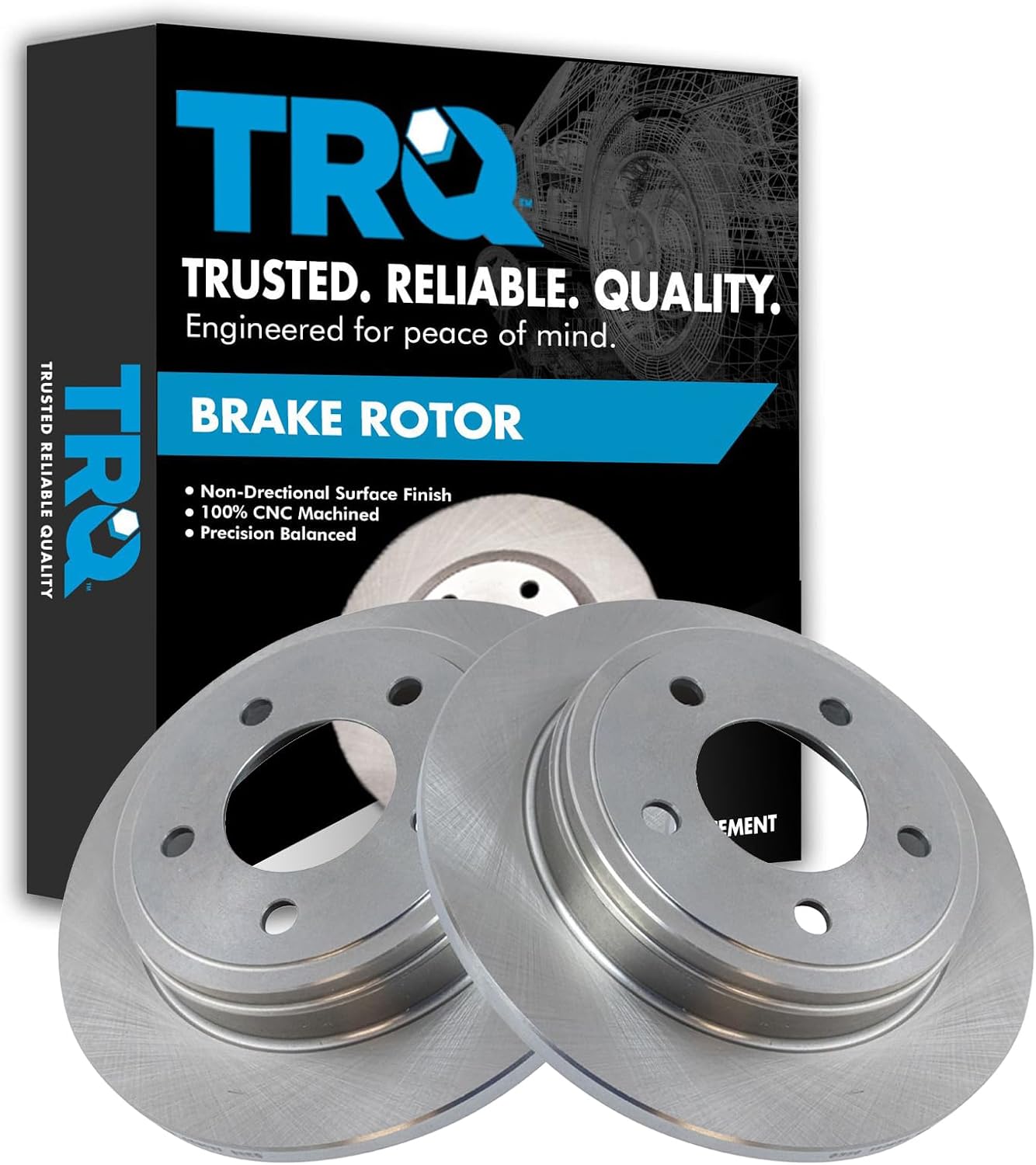 TRQ Rear Brake Rotors Set Solid for Chrysler and Dodge Vehicles