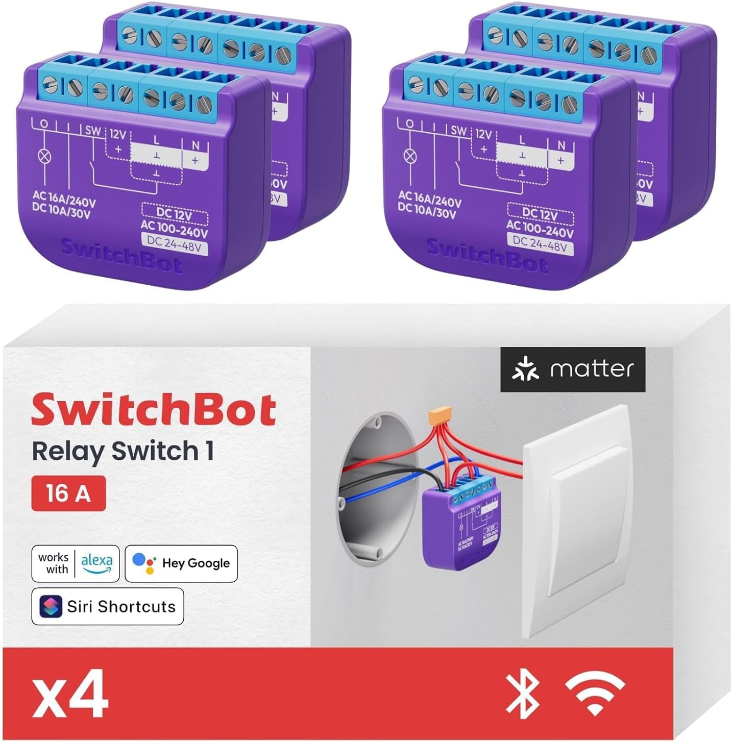 SwitchBot Smart Relay Switch 4-Pack for Home Automation Control