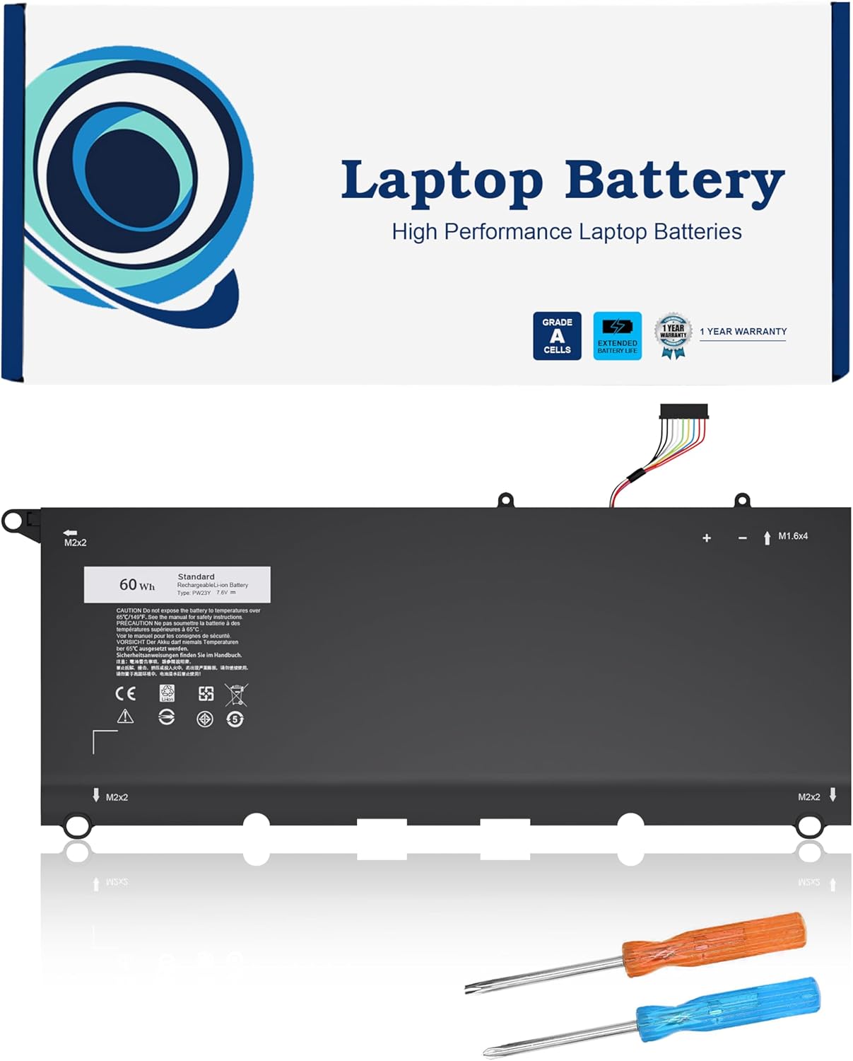 PW23Y Laptop Battery Replacement for Dell XPS 13 9360 Series