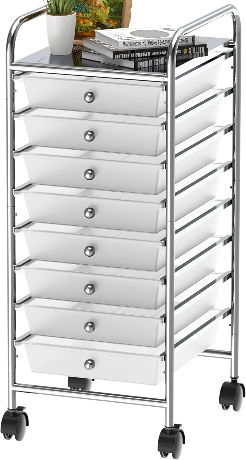 Utility Cart with 8 Drawers for Craft and Art Storage Needs