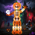 DomKom Halloween Inflatable 8FT Giant Skeleton Stacked Pumpkin Man