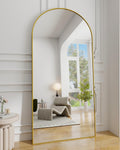 Arched Full Length Mirror 30x71 in Gold - Large Floor Mirror