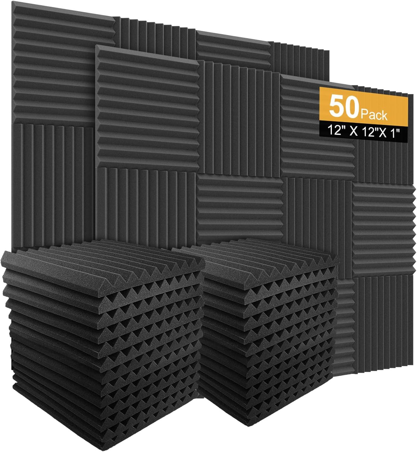 50 Pack Acoustic Panels for Soundproofing and Insulation Needs