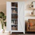 5 Tier Metal Farmhouse Storage Cabinet with Barn Doors and Shelves