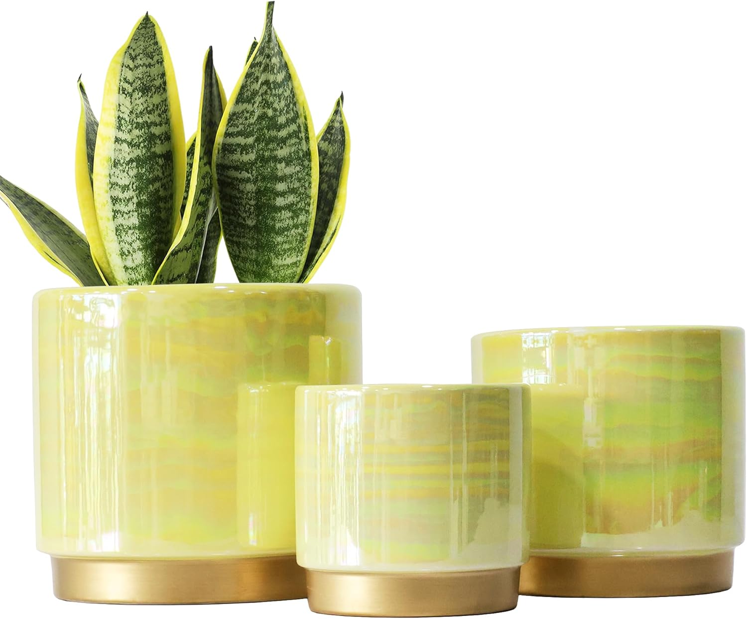 Gepege Indoor Pots for Plants - Rainbow Pearl Glaze Set