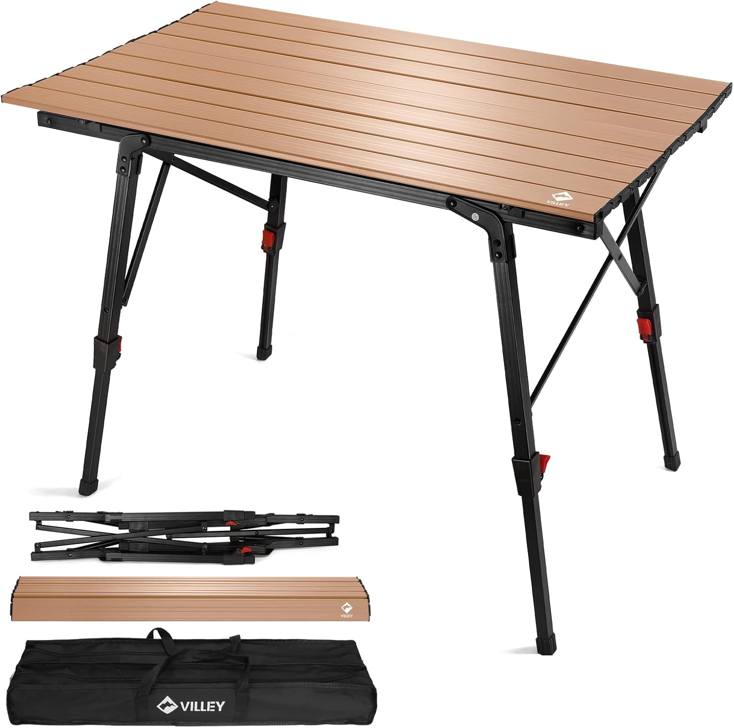 VILLEY Portable Camping Table: Lightweight, Adjustable, Durable