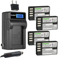 Kastar 4-Pack Battery and LCD AC Charger Compatible with Pentax