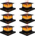 Solar Post Cap Lights 6 Pack - Flickering Flame Solar Deck Lights