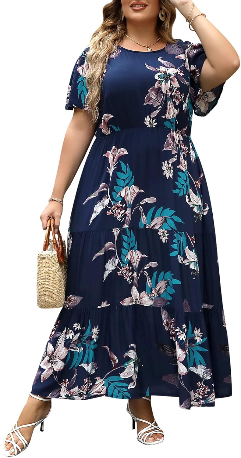 Plus Size Maxi Dresses for Curvy Women with Floral Print