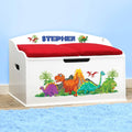 Personalized Creative Wonders Toy Box (Dinosaurs, White) - Soft Close