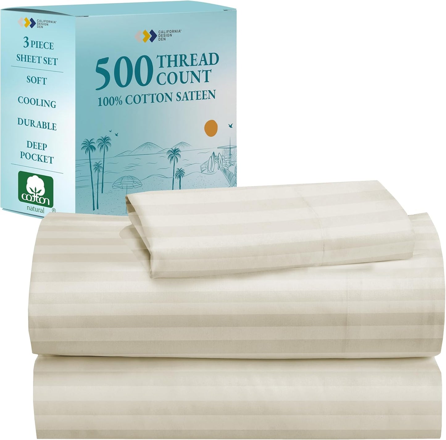 California Design Den Twin XL Sheet Set - 100% Cotton Luxury