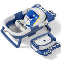 Collapsible Baby Bathtub for Newborn Navy Blue - Foldable Travel Tub