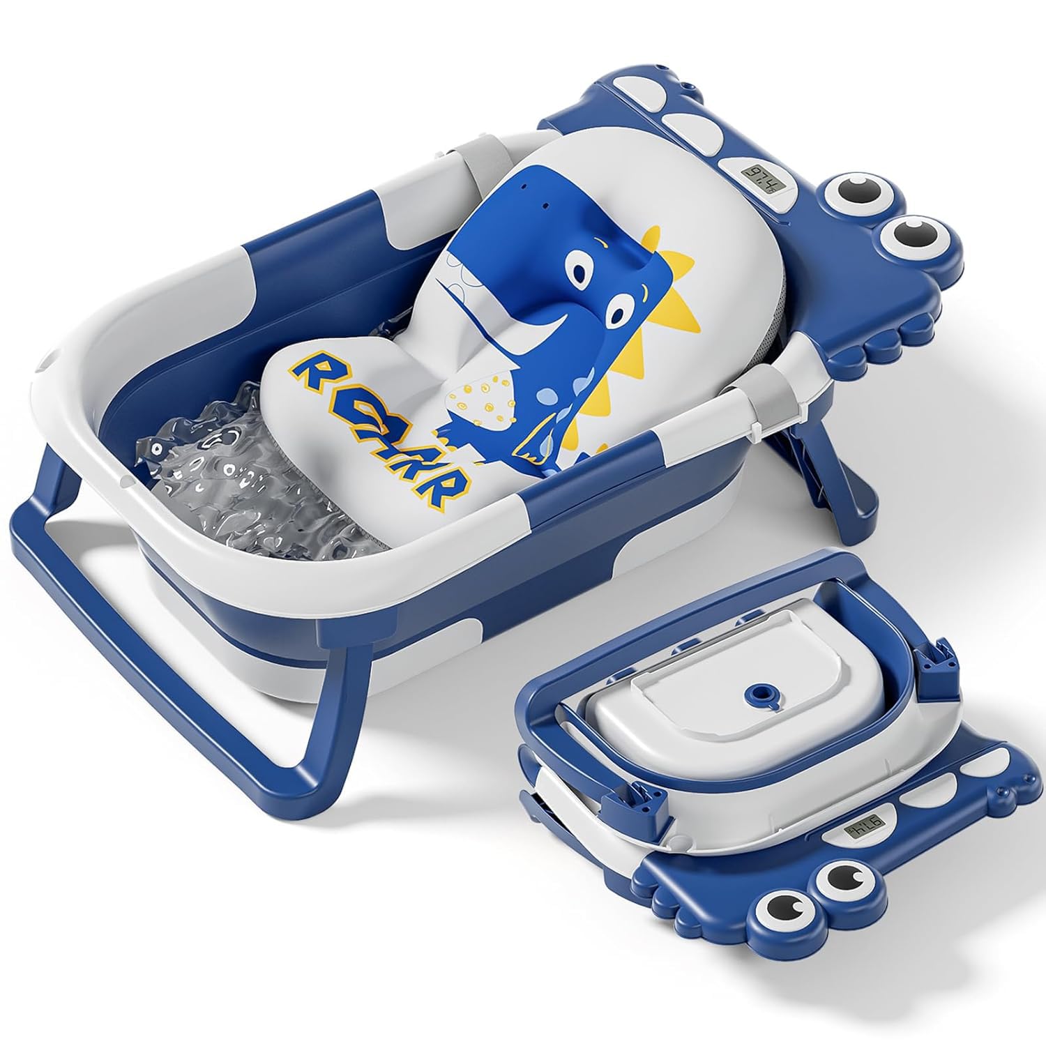 Collapsible Baby Bathtub with Thermometer for Newborns