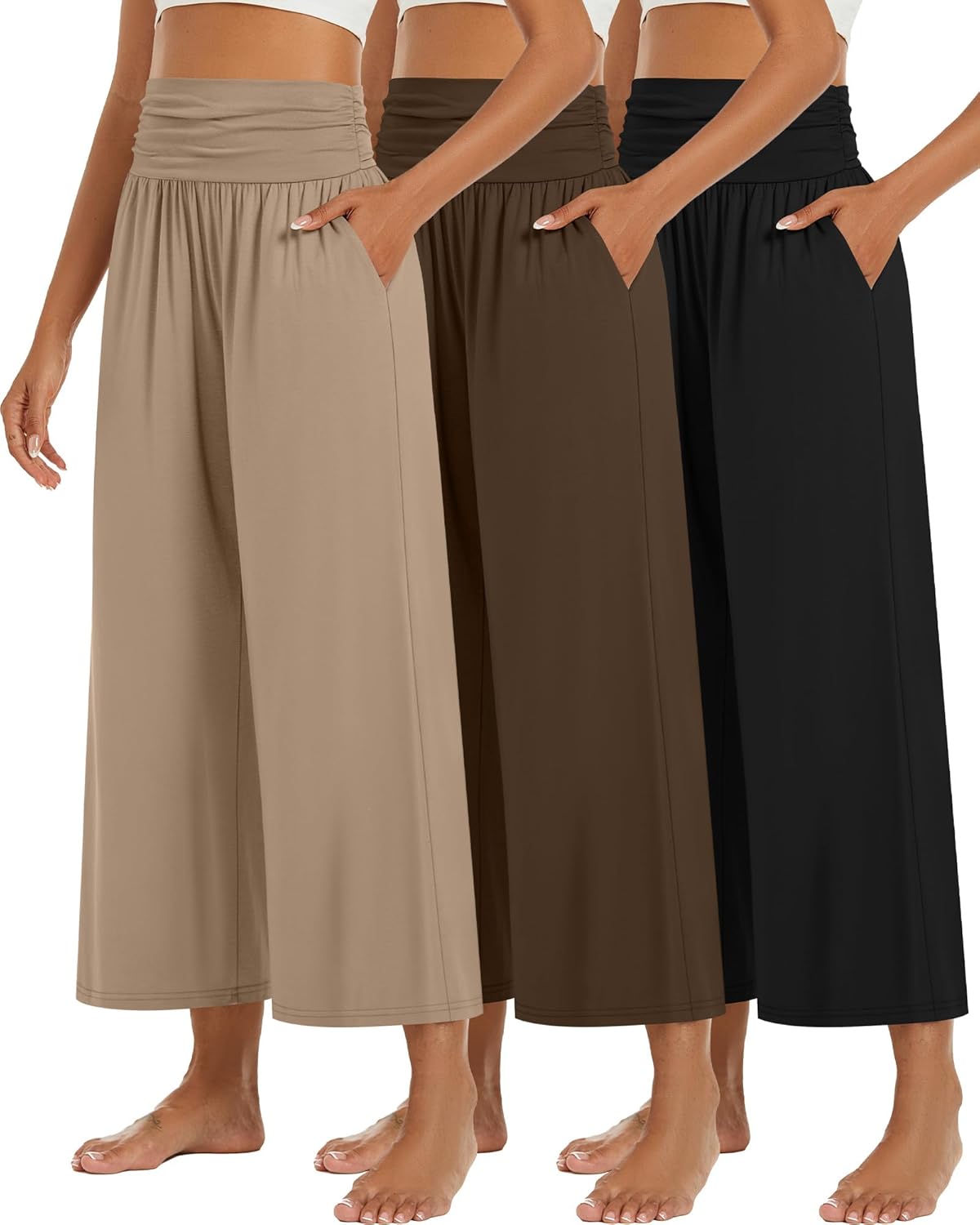 Huukeay Wide Leg Cropped Pants for Women - Stylish and Versatile