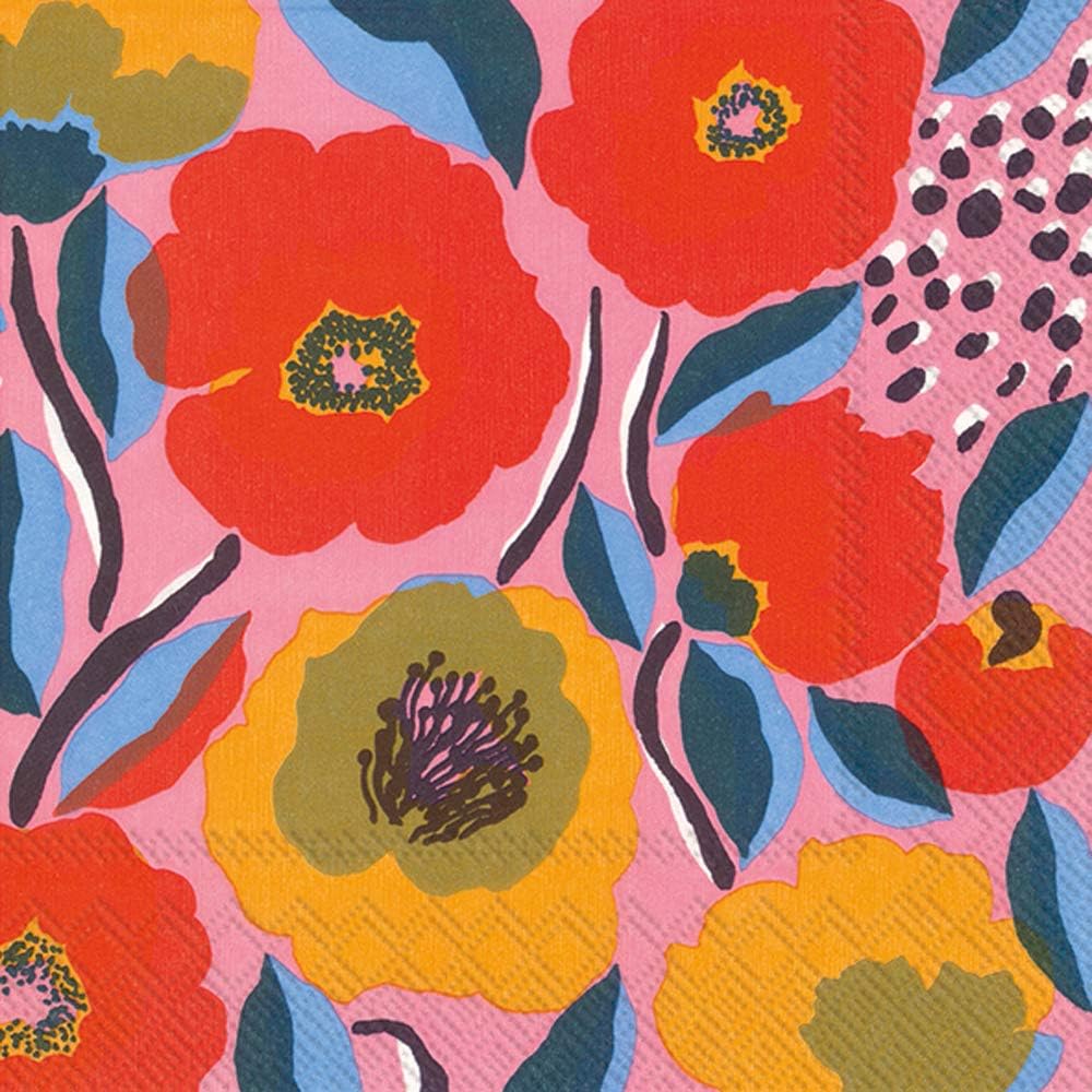 Marimekko Rosarium Rose Cocktail Napkins, 3-Ply, 20-Count