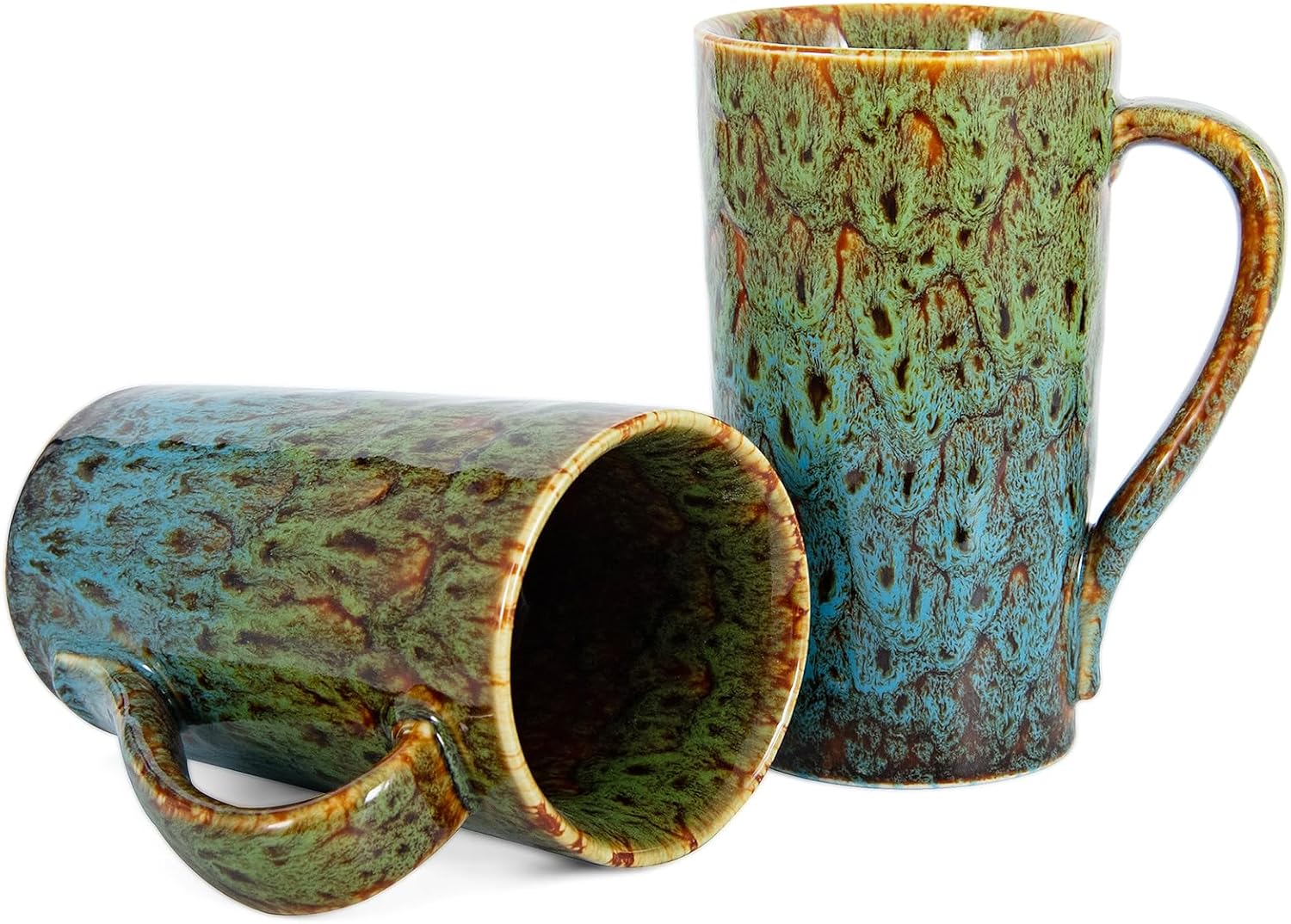 YINUOWEI 20oz Ceramic Tall Coffee Mugs - Set of 2, Unique Large Latte Cups - Home & Office Gift