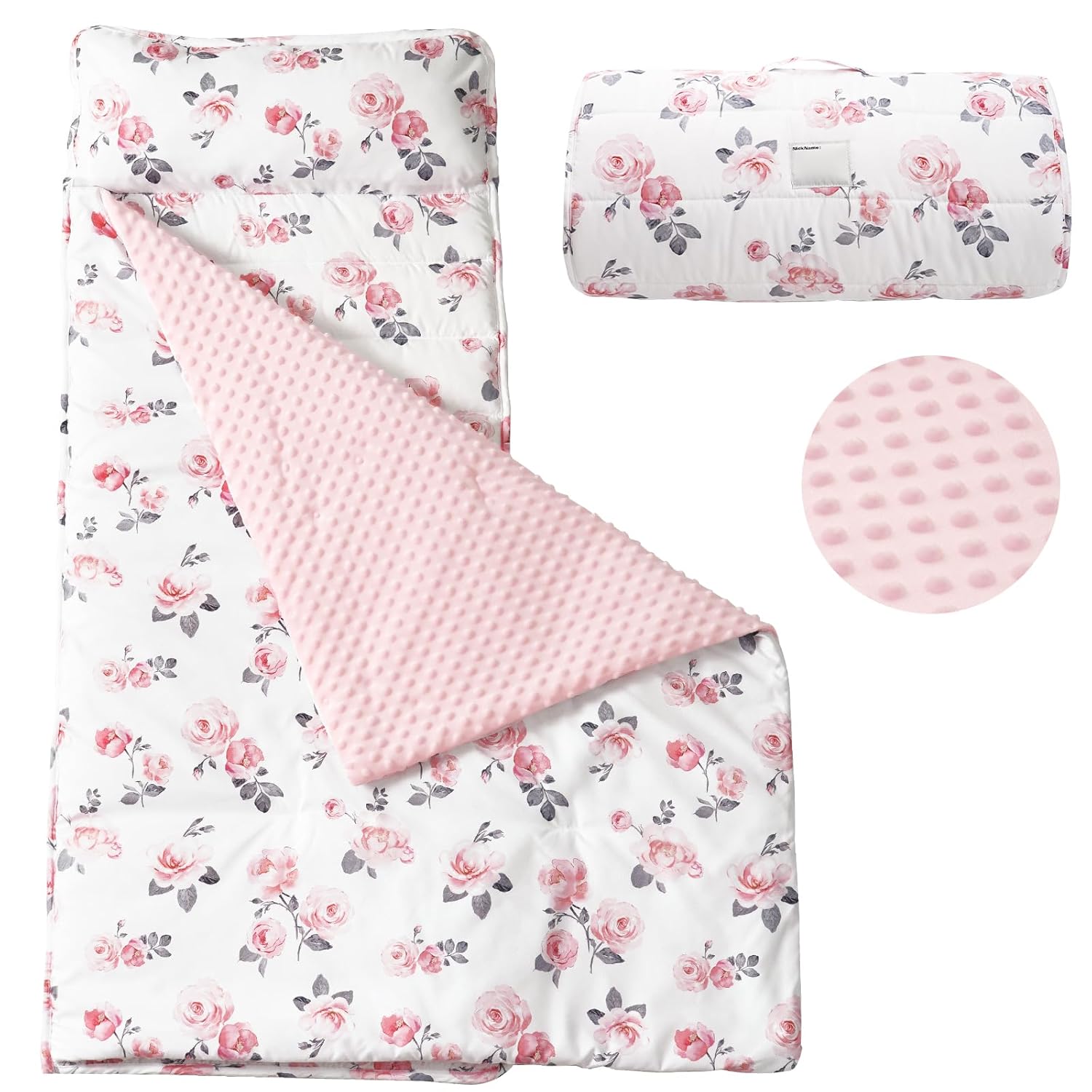 PHF Toddler Nap Mat with Removable Pillow for Cozy Naps