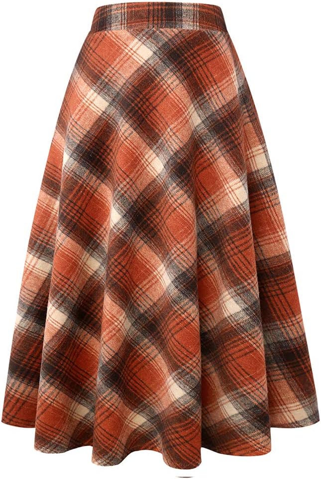 Tartan Maxi Skirt for Women - A-Line Wool Long Skirt