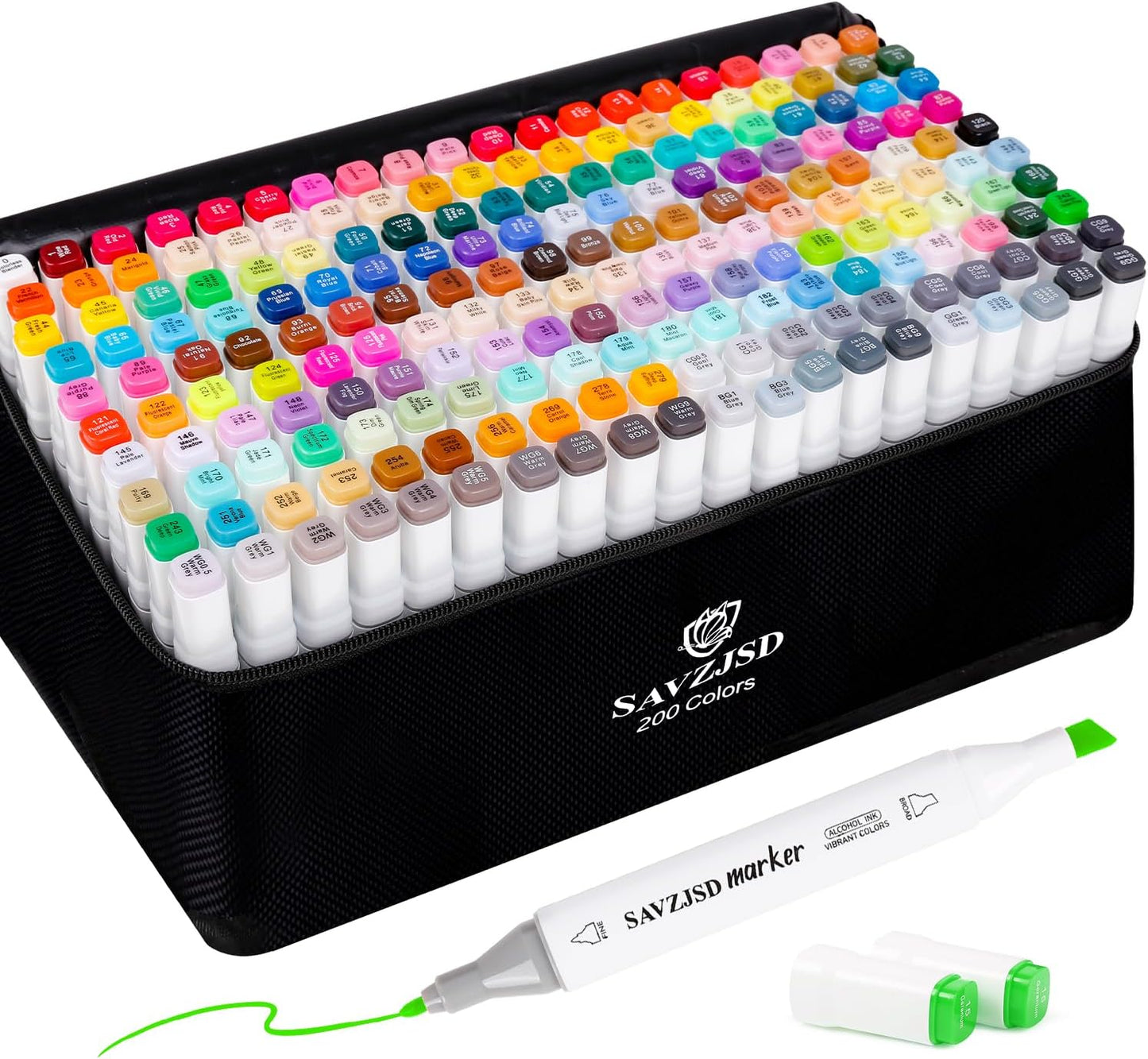 200 Colors Alcohol Markers Set by SAVZJSD for Artists