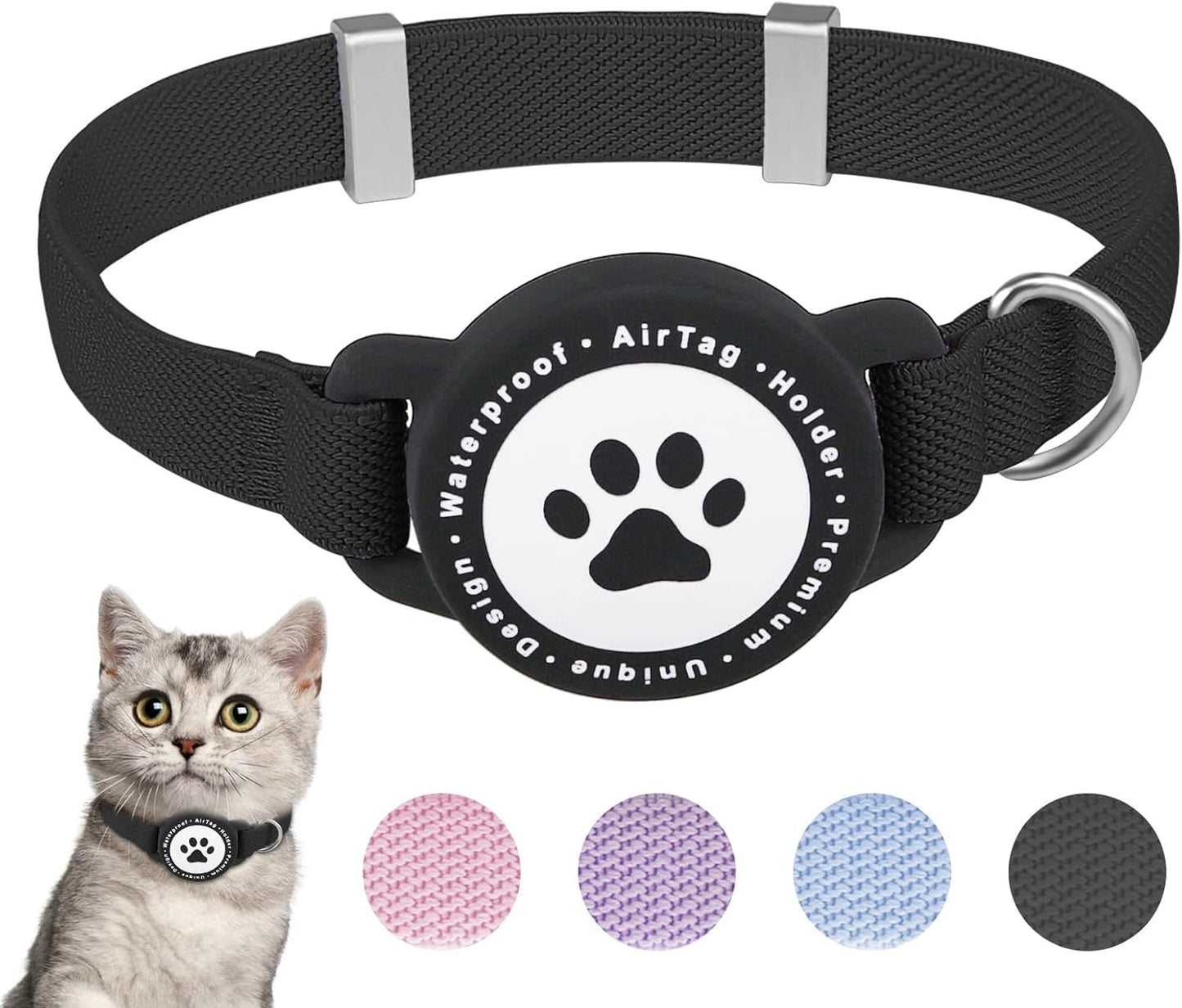 Ultra Stretch GPS Cat Collar with AirTag Holder