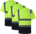 Hi-Vis Reflective Safety T-Shirt 3-Pack - Breathable Work Tee