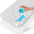 Biloban 100% Cotton Waterproof Pack n Play Sheets, 2 Pack - White & Grey Star Print