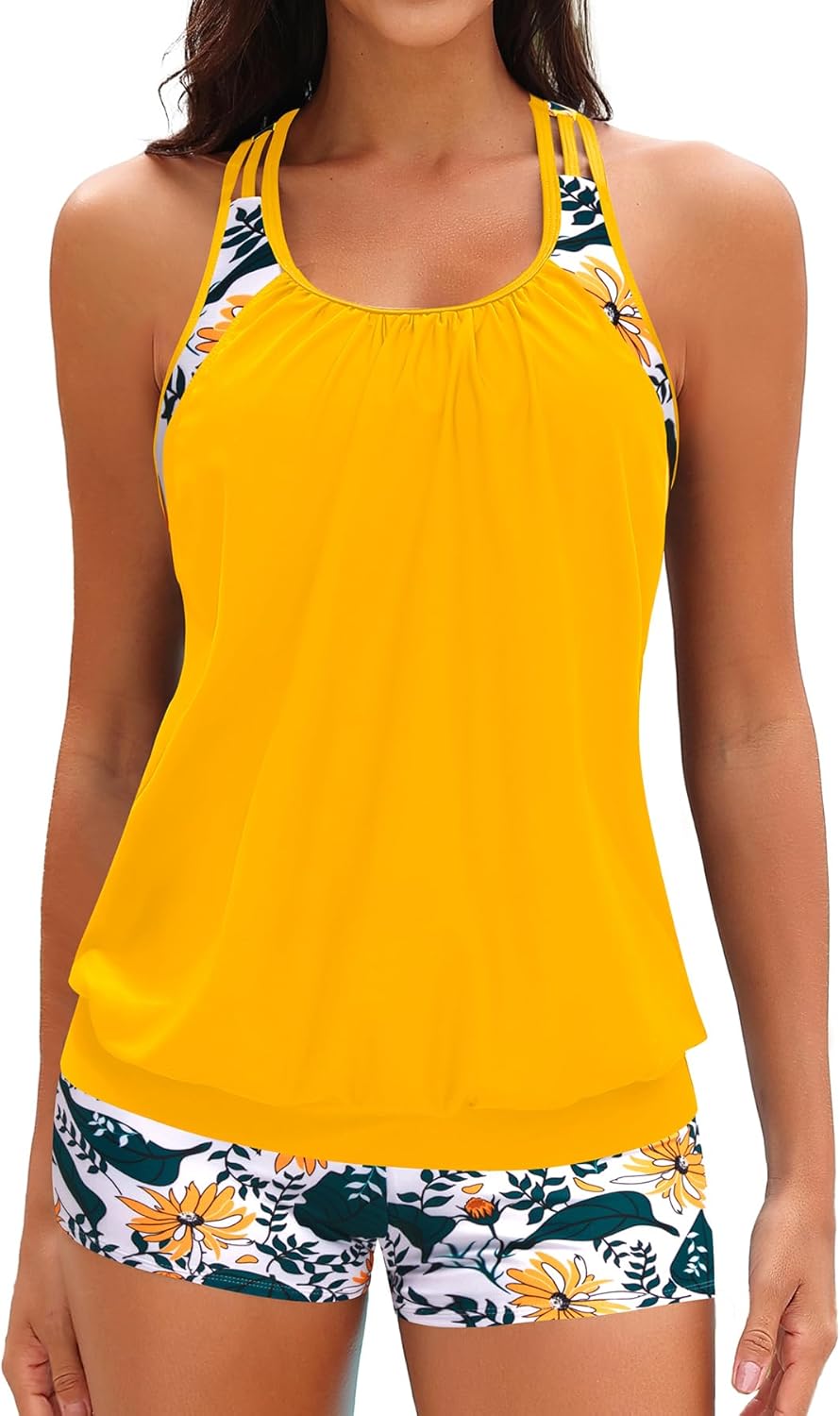 Yonique Two Piece Tankini Bathing Suits for Women with Shorts