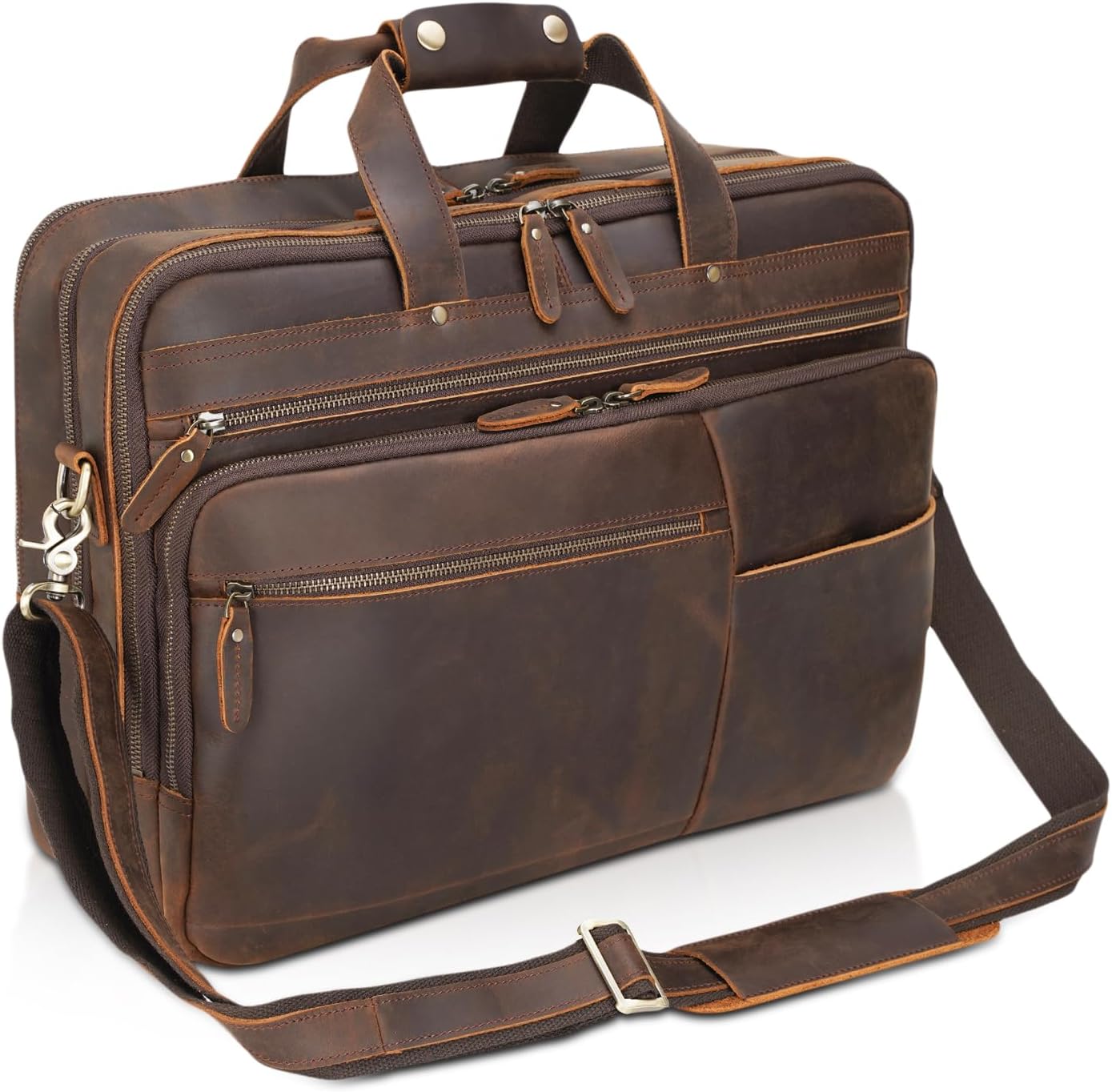 Polare X-Large Leather Briefcase for Men - Perfect for Travel