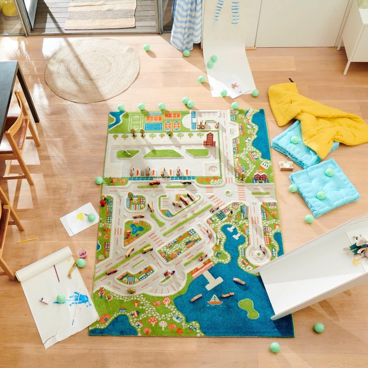 IVI Mini City Thick 3D Educational Play Mat Rug for Kids' Fun