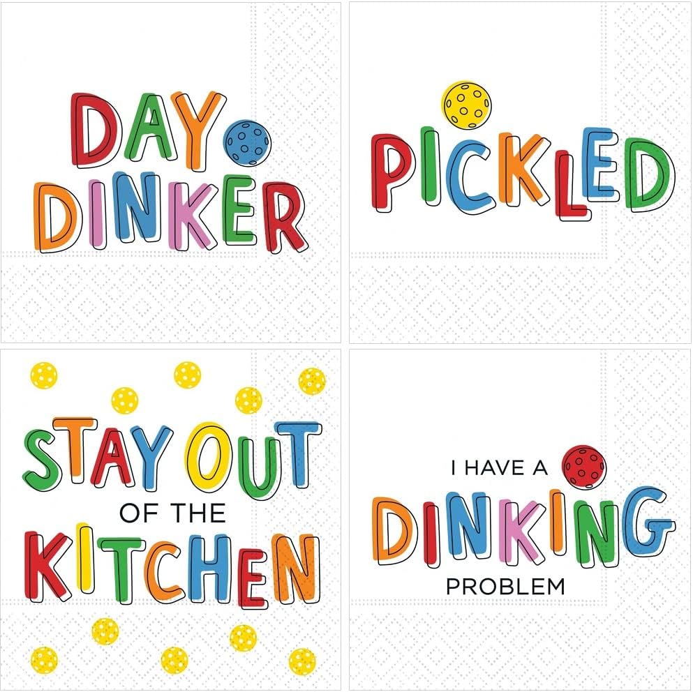 Cheerful Pickleball Cocktail Napkins - 80 Fun Designs!