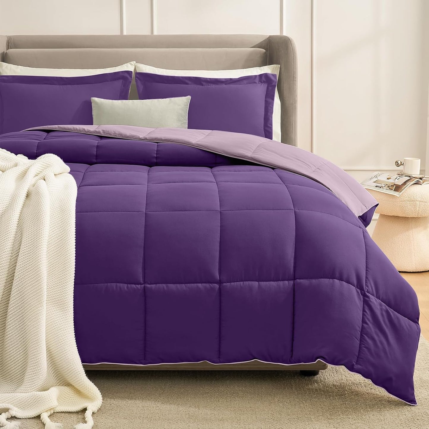 California King Comforter Set Lightweight Reversible Purple