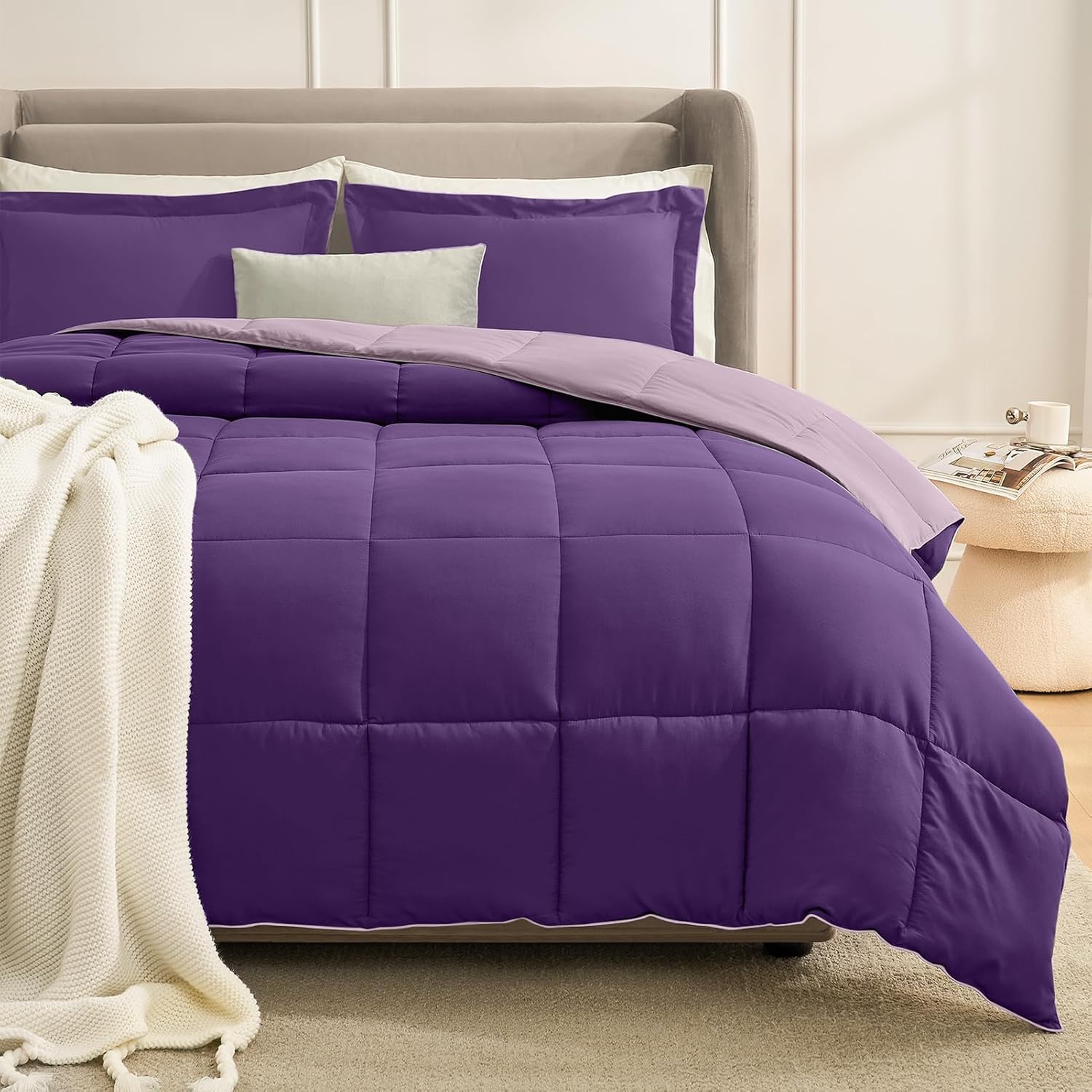 California King Comforter Set Lightweight Reversible Purple
