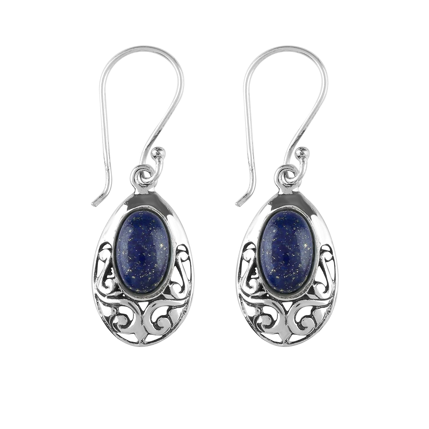 925 Sterling Silver Dainty Earrings with Lapis Lazuli Gemstone