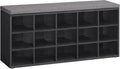 Shoe Bench Storage Bench with 15 Compartments - Padded Seat and Open
