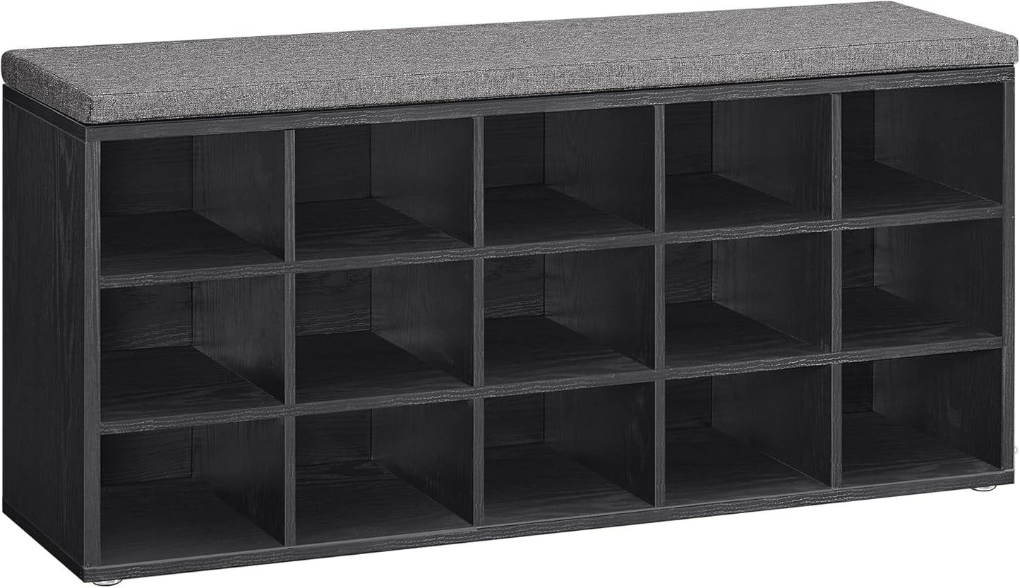 VASAGLE CUSTOS Shoe Bench with 15 Compartments for Entryway