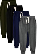 Boys Sweatpants 4 Pack Joggers Cotton Youth Active - Soft, Warm Fit