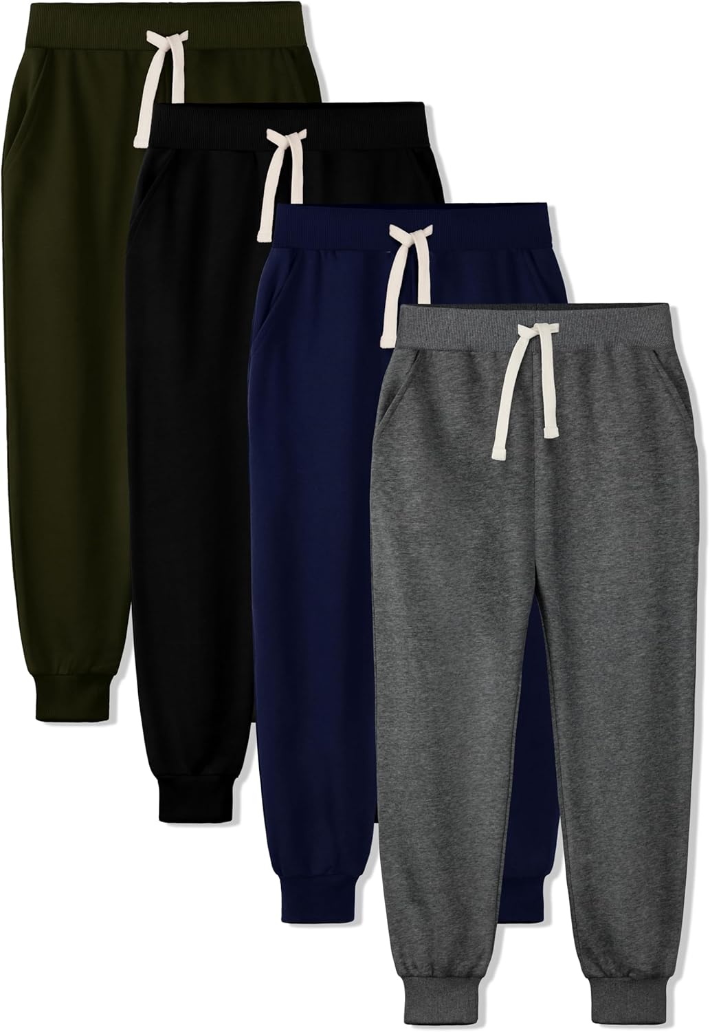 Boys Sweatpants Joggers 4 Pack Soft Cotton Youth Active Wear