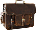 16 in Leather Messenger Bag for Men - Vintage Laptop Briefcase