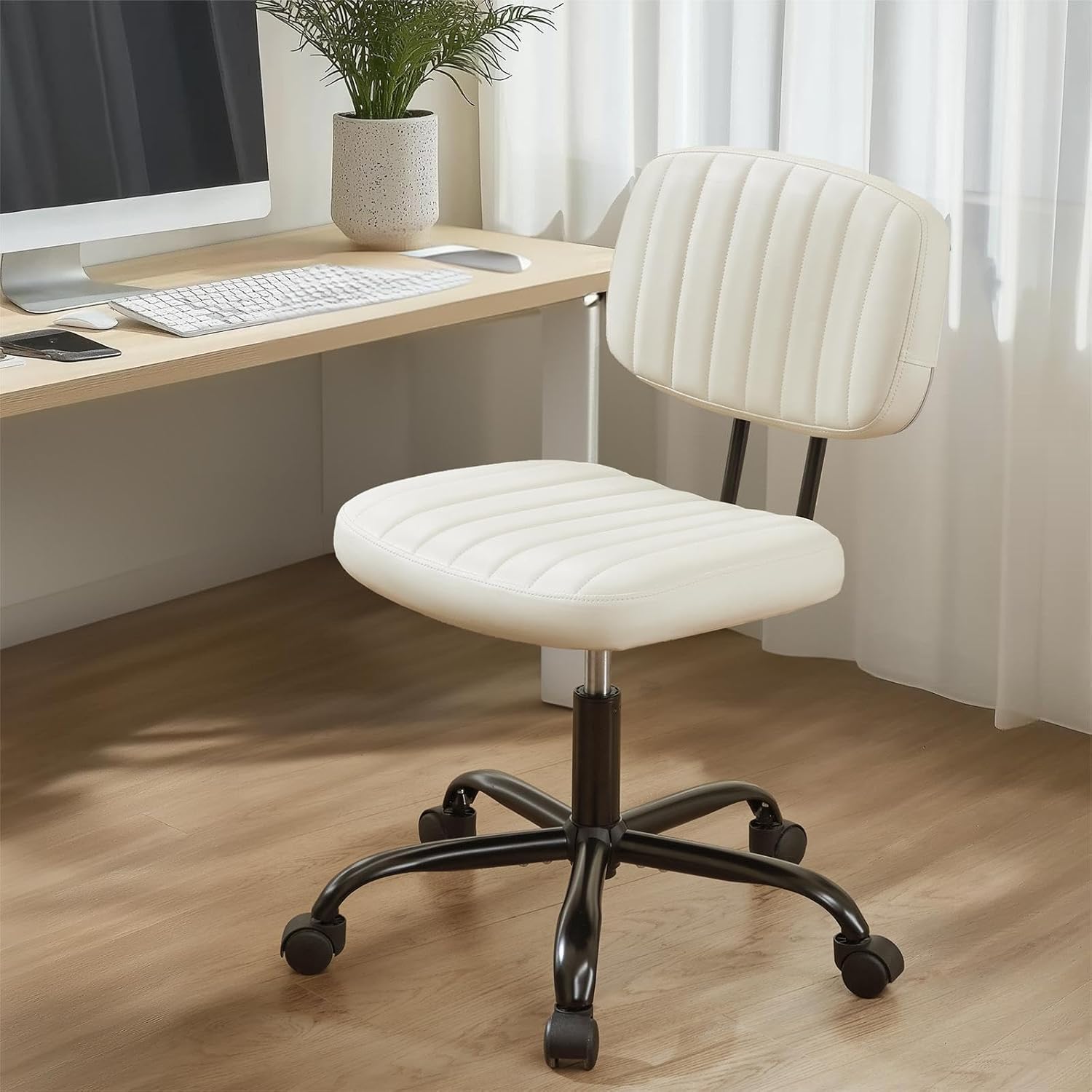 Sweetcrispy Small Office Desk Chair with Comfy Lumbar Support