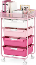 Rolling Cart with 4 Drawers and Mesh Top - Compact Rolling Storage
