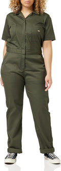 Dickies Women's Short Sleeve Flex Coverall, Moss - Cooling Work