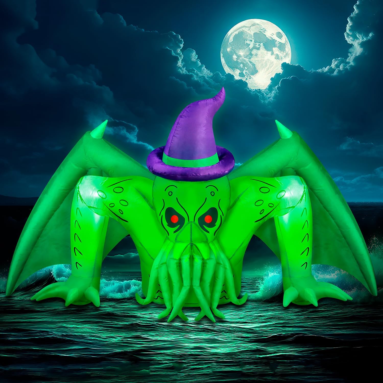 7FT Halloween Inflatables Cthulhu with LED Lights for Yard