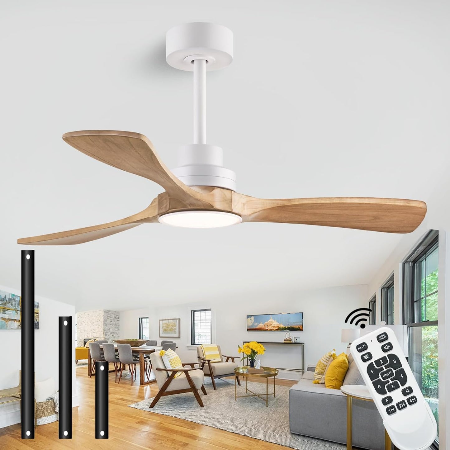 42 Inch Ceiling Fan with Lights and Remote Control for Home