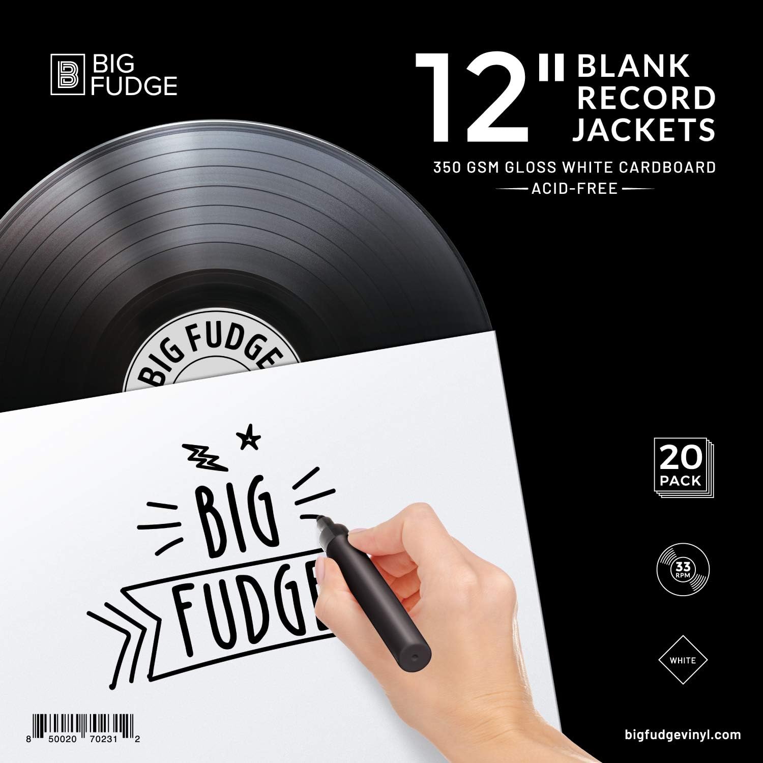 BIG FUDGE Pro Blank Album Jackets for 12 Inch LP Vinyl Records