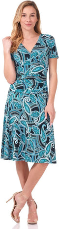 Rekucci Women's Slimming Fit-N-Flare Crossover Dress - Flattering